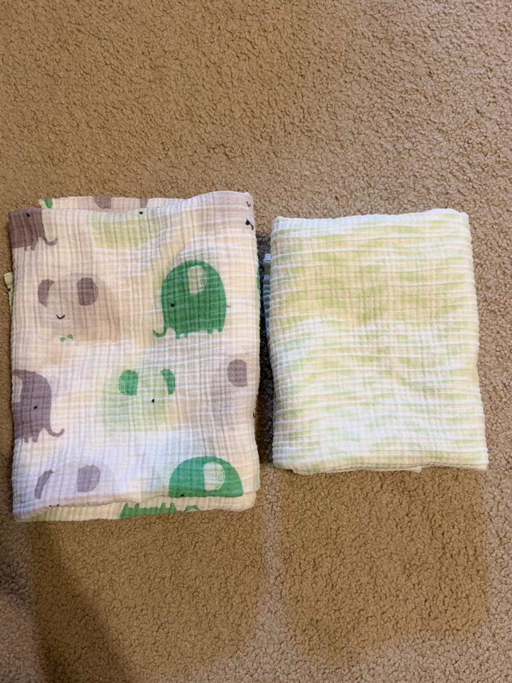 2 Cloud Island Baby Swaddle Muslin lightweight blanket. Unisex. gender neutral